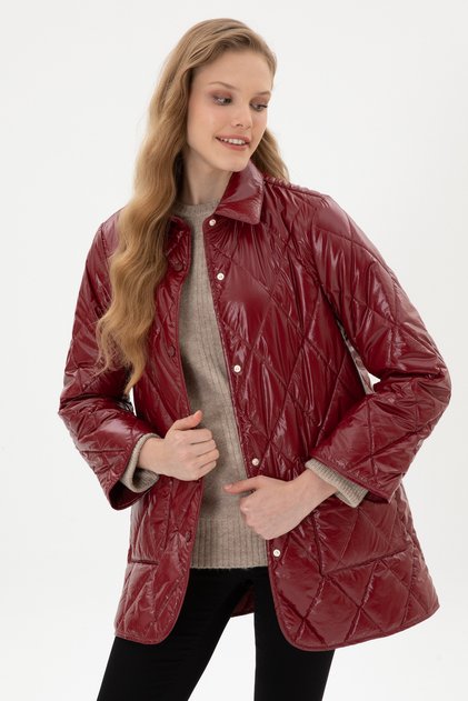 Women's Burgundy Coat 50312102-Vr014