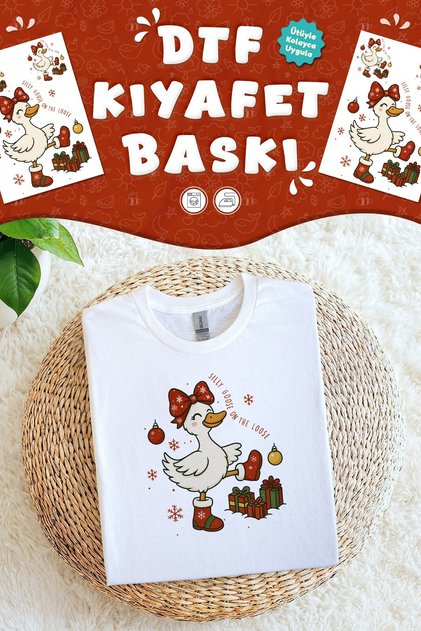 Cute Duck New Year Fabric Printing Customizable Design Iron-On Textile Dtf Printing Image