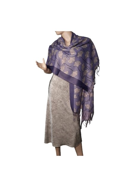 Șal de damă cu inserții lurex, reversibil, violet
