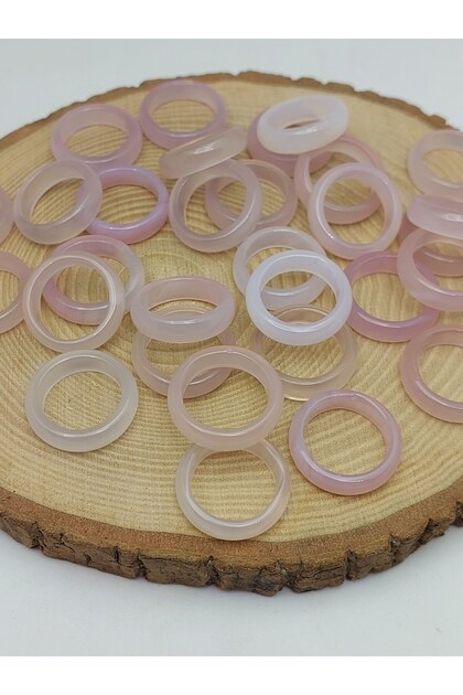 Agate Stone Ring – Foggy Light Pink Variegated – 6mm Thickness (59950) - Price Is for 1 Piece Ring