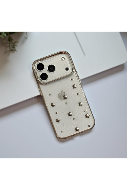 iPhone 15 (6.1 Inch) Compatible Silvery Transparent Stone Silicone Case
