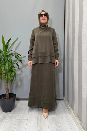 MISS DALIDA Gömlek Yaka Fermuar Detaylı Triko Hırka Haki T26K-0001