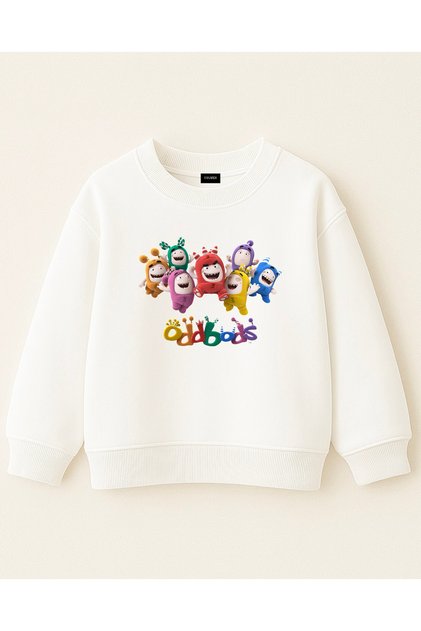 Oddbods Printed Oversized 3 Thread Unfrilled Long Sleeve Unisex Children's Sweatshirt