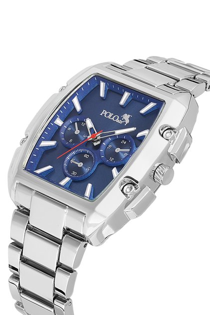Rectangular Case Men's Wristwatch Silver Navy Blue Color Pl-7027E2X