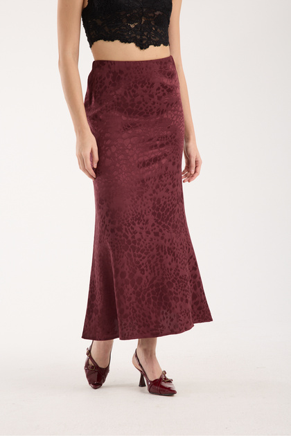 Textured Long Skirt - Printed Skirt - Long Skirt Lightly Flawed Model 93 cm