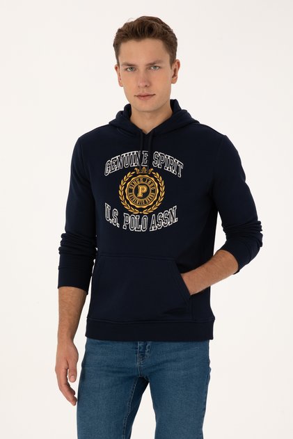 Erkek Regular Fit Kapüşonlu Şardonlu Lacivert Sweatshirt 50308999-VR033