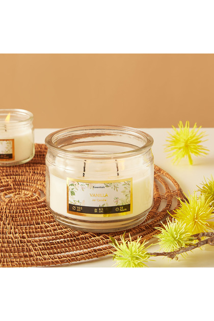 Essentials 3-Wick Vanilla Fleur Scented Glass Jar Candle - 18 H