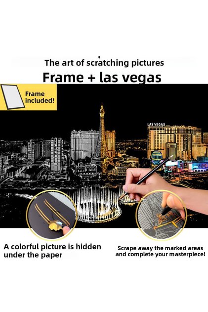 Scratch and Frame Hobby Kit, Create Your Own Painting - Scratch Painting Kit, Frame Included