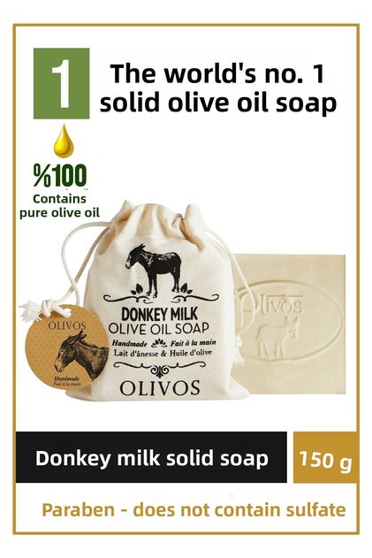100% Natural Donkey Milk and Olive Oil Solid Soap Donkey Milk Hand Soap Intensive Moisturizing 150 Gr