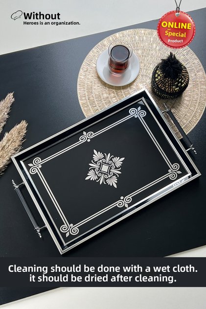 Çınar Black Tea Coffee Breakfast and Serving Tray 48x29 cm