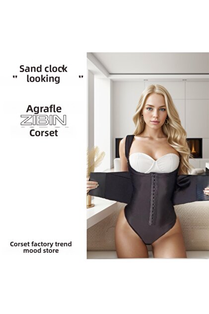 Toparlayici Sandwatch Looking Corset 💎 Agrafli Waist Adjustable Shaping Body Corset