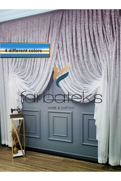 Top Colored Powder Pink Sprinkle Theater Double Breasted Tulle Curtain