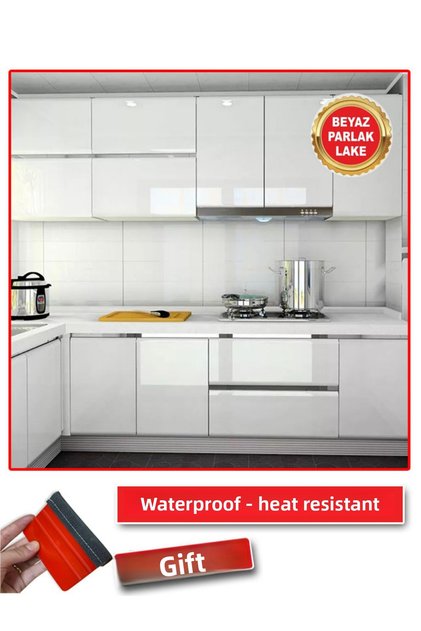 Kitchen Cabinet Covering Foil 76Cmx10Mt Glossy Lacquer Self-Adhesive