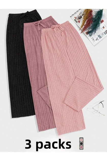 3-Pack Women's Stretch Fabric Comfortable Pants & Sweatpants, Casual Comfortable Homewear Pajamas