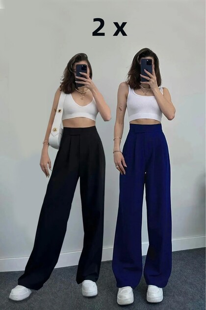 BACK Lycra Palazzo Trousers with Belt Detail - Price, Reviews