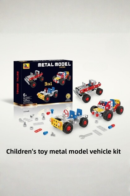 3 in 1 Metal Car Building Kit - 127 Pieces Educational Mechanical Assembly Toy Intelligence Developing Vehicle Kit