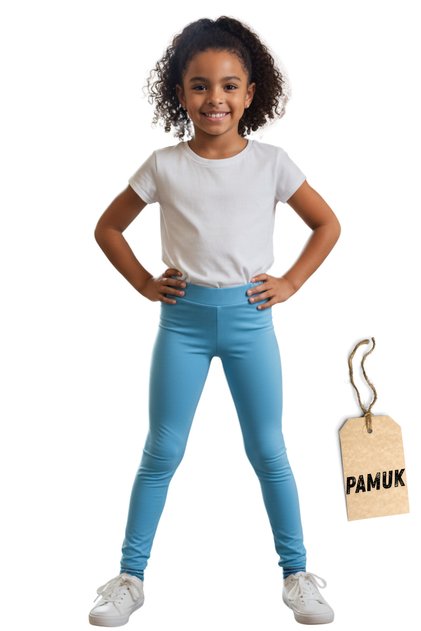 Girls' Leggings - Light Blue Cotton Lycra Seasonal Long Children's Leggings