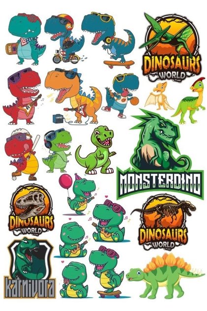 Dinosaurs Sticker Set 6 22 Pieces Phone, Tablet, Notebook, Laptop Sticker