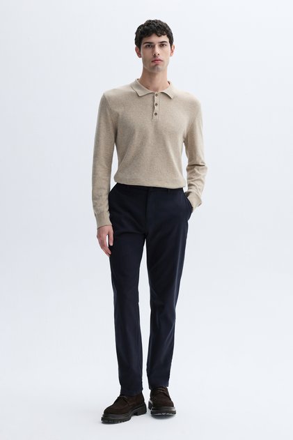 Men's Black Lyocell Blend Slim Straight Chino Pants
