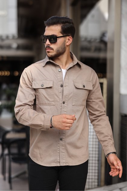Erkek Oversize Geniş Kesim Çift Cep Denim Ceket