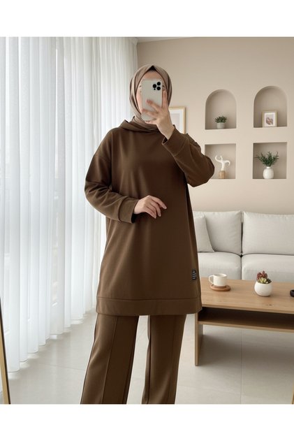 Hooded Slit piece set - coffee