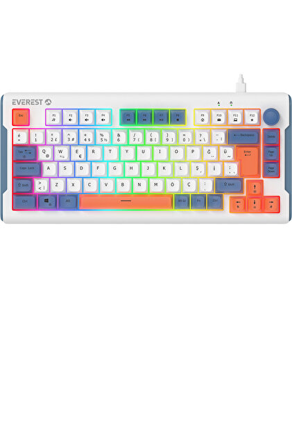 Everest KB-75 Smooth Beyaz/Mavi/Turuncu Rgb Aydınlatmalı Q