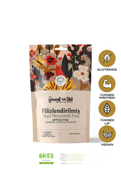 Filizlendirilmiş Yeşil Mercimek Unu | Glutensiz Un | Vegan | Yüksek Lif | Glutensiz Ürün | 300 Gr