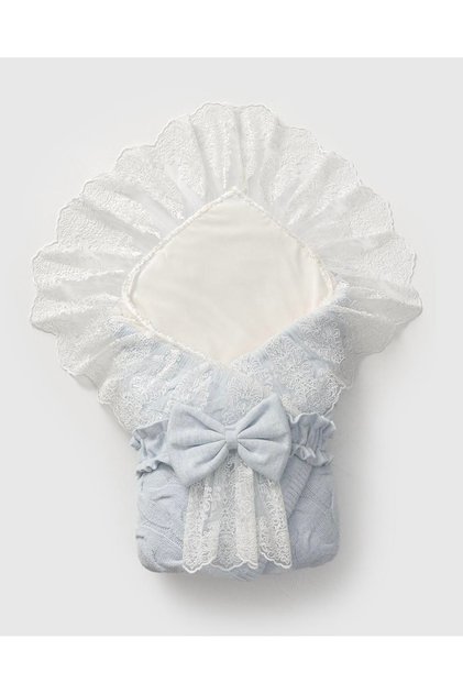 Knitwear Lace Inside Wool Bow Swaddle Blanket 100% Cotton Newborn