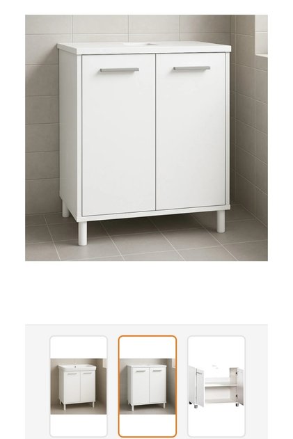 Şık Beyaz Banyo Alt Dolabı (10cm ayaklı,) Lavabo Dolabı72*45*40 Raflı, Çift Kapaklı