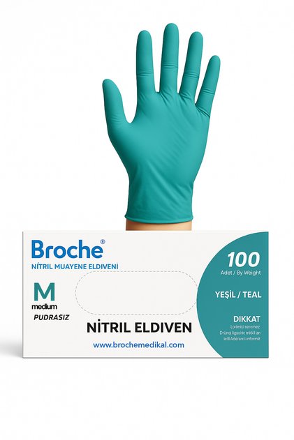 Ultra Kalın Turkuaz Nitril Muayene Eldiveni 100 Lü Paket - Medium