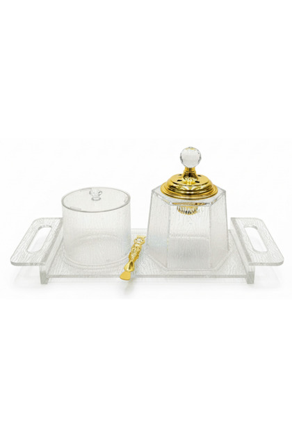 Al-Qannas Acrylic Incense Burner Set with Box, Tongs and Tray - High Quality