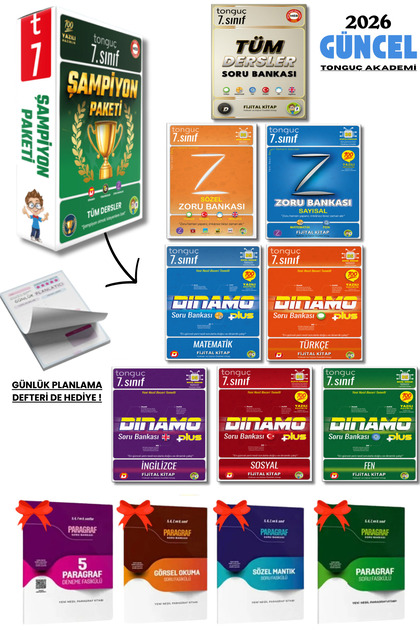 Tonguç Yayınları 7. Sınıf Şampiyon Paketi Tüm Dersler 8 Parça Soru