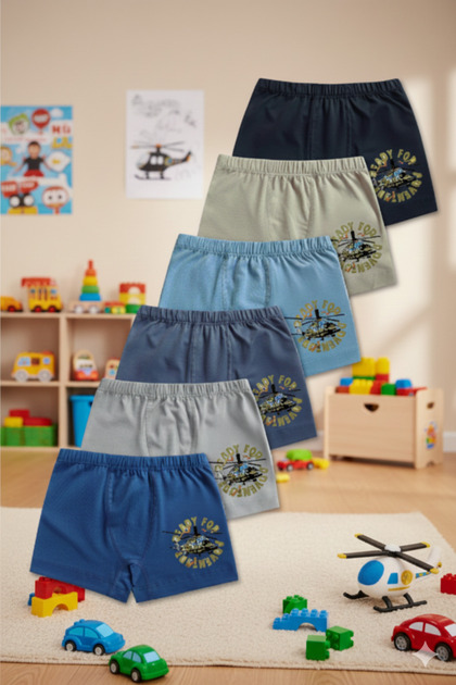 Boy's Boxer Printed 100% Cotton Economical Pack of 6, Good Quality and Reasonable
