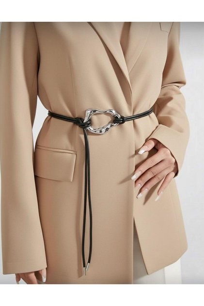 Women's Belt with Silver/Buckle Knot Detail Jacket Belt Shirt Belt
