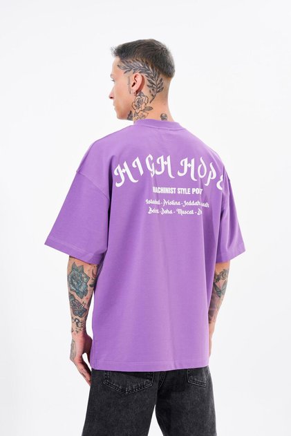 Ανδρικό μπλουζάκι High Hope με τύπωμα oversized Μωβ