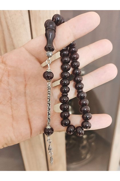 High-End Ottoman Imitation Amber Prayer Beads with a Hammered Finish