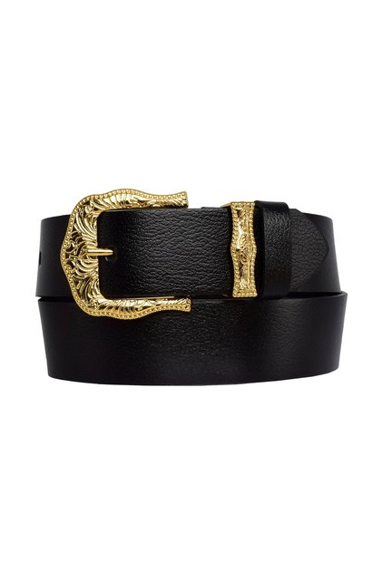 100% Genuine Leather, Gold Set Buckle 4 Cm Black Women's Belt; Jeans, Sports Belt=an-byn-77