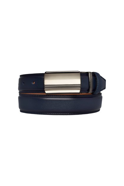 100% Genuine Leather, CLAMSHELL BUCKLE, Navy Blue Classic, Fabric Trouser Belt 3.5 cm_alt_ciz_laci_dkş