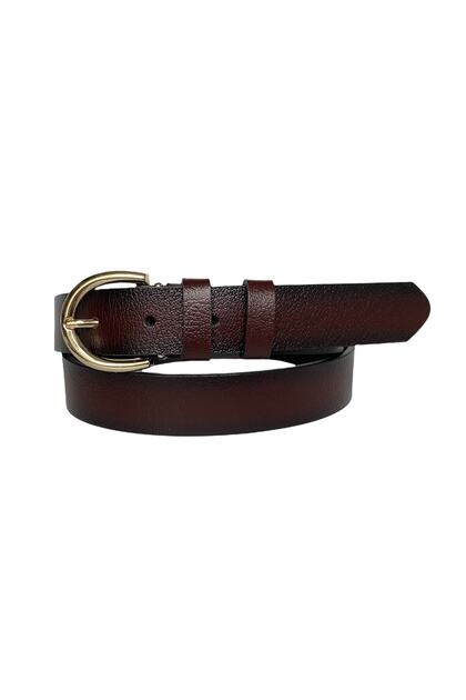 100% Genuine Leather Gold Buckle Claret Red Thin Women's Belt, 3cm=3cm-kdn-02