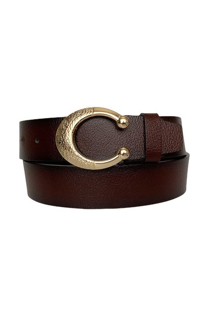 100% Genuine Leather, Claret Red Women's Jeans Belt with Gold Buckle 4 Cm=an-byn-53