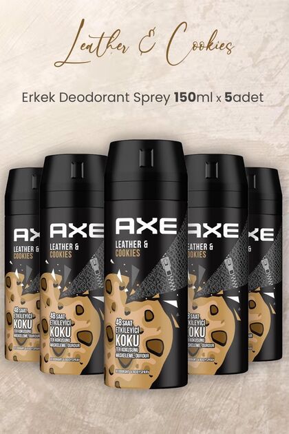 Axe Leather Cookies Erkek Sprey Deodorant 150 ML 5 ADET - Fiyatı