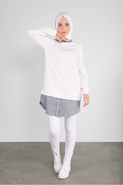 Cotton Shirt Collar Tunic 41268