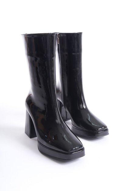 Women's Blunt Toe Platform Zippered Thick Heeled Daily Dreem