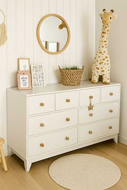 アサヒ 纏め売り Koza Bonnie %100 Mdf Beyaz 8 Çekmeceli Bebek & Çocuk Şifonyer