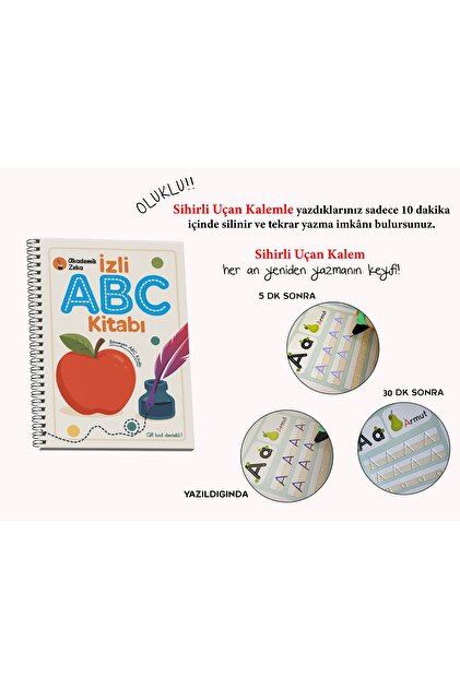 akademik zeka İzli Abc Kitabı oluklu ( 1 adet sihirli uçan kalem