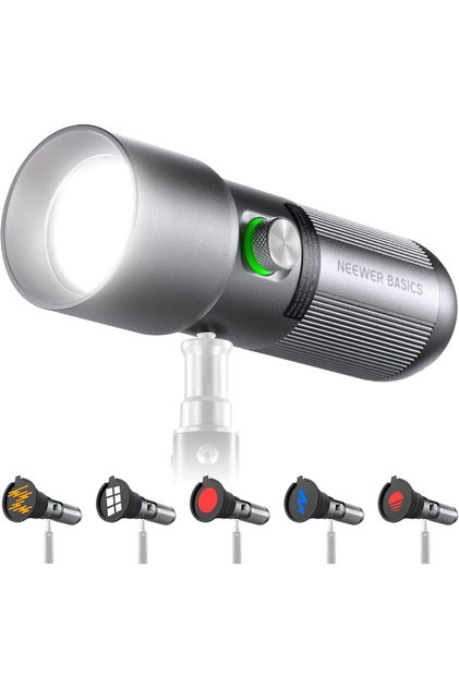Basics FL10 RGB Photography Torch with 4 Colors, 20 GOBO Filters, 7500mAh, 10W