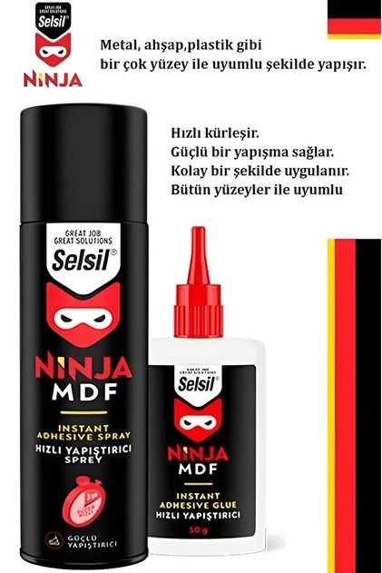Ninja Süper Hızlı Yapıştırıcı Mdf Hızlı Yapıştırıcı 2'li Set 400 ml + 100 gr