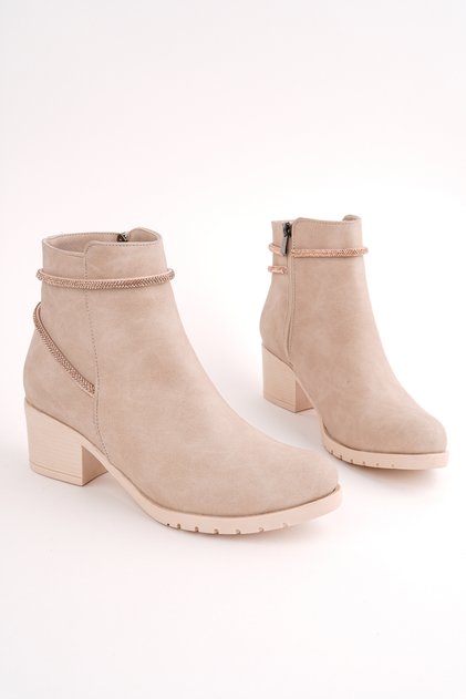 Bln-215 Stone Detailed Thick Heel Boots