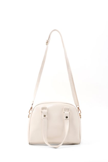 Crinkle Textured Cream Shk205 Faux Leather Zippered Single Compartment Adjustable Strap Hand, Arm and Shoulder Bag