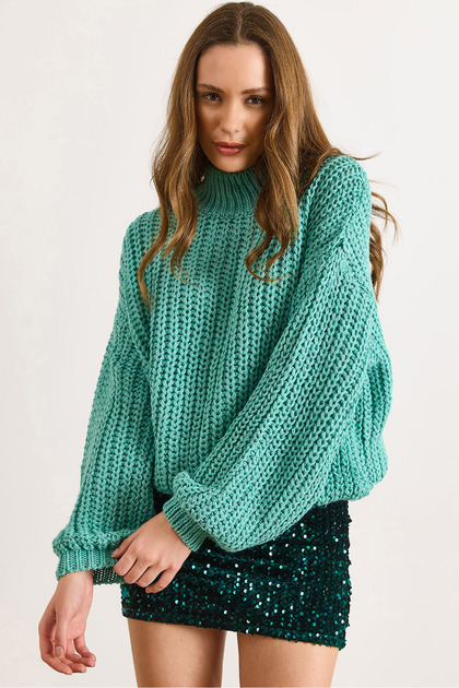mint green green knit sweater womens
